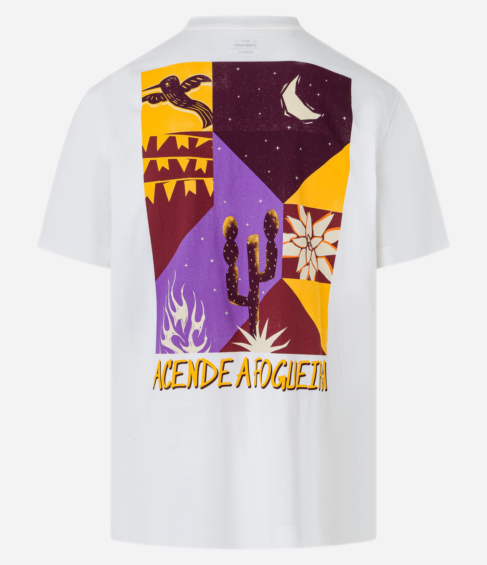 Camiseta Comfort em Algodão Manga Curta Acende a Fogueira do Meu Coração Off White 6