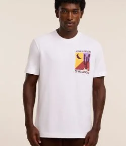 Camiseta Comfort em Algodão Manga Curta Acende a Fogueira do Meu Coração