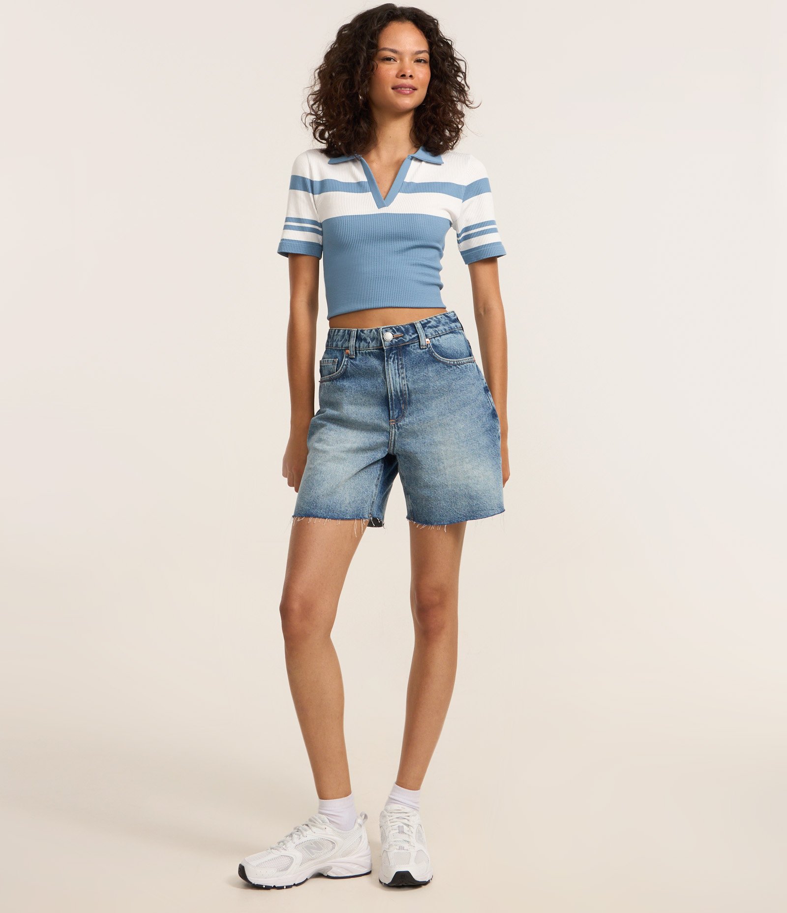 Blusa Polo Seamless Listrada Azul 2