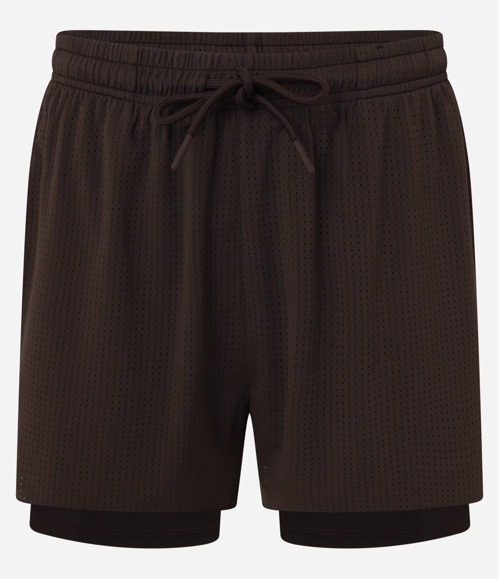 Bermuda Esportiva em Microfibra com Short de Compressão Marrom 6