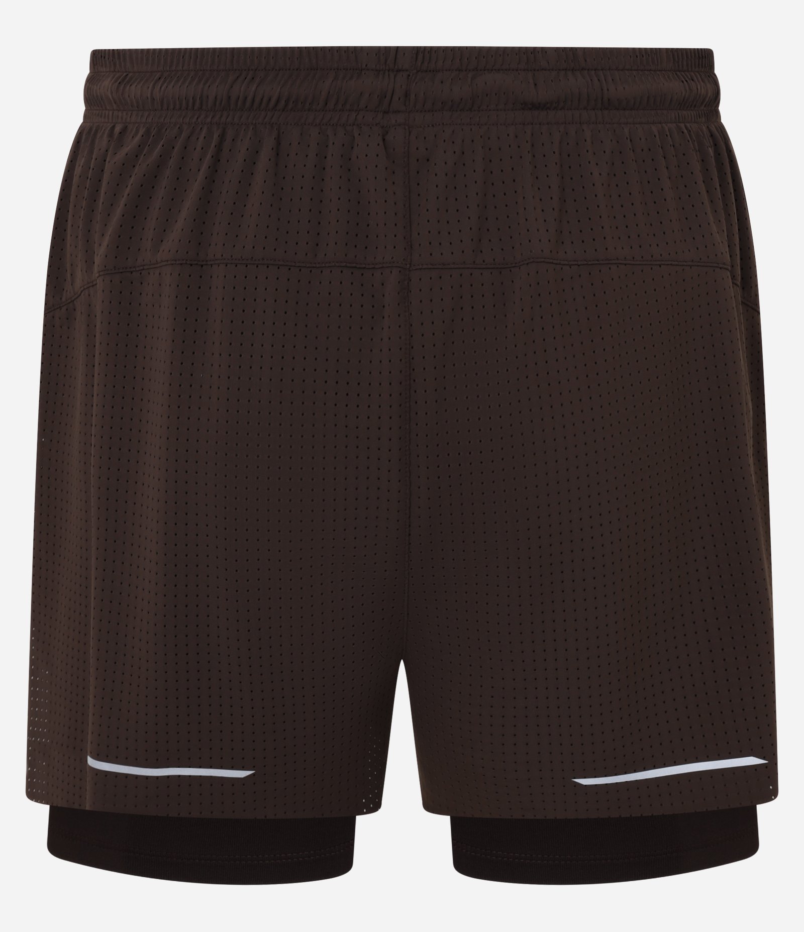 Bermuda Esportiva em Microfibra com Short de Compressão Marrom 7