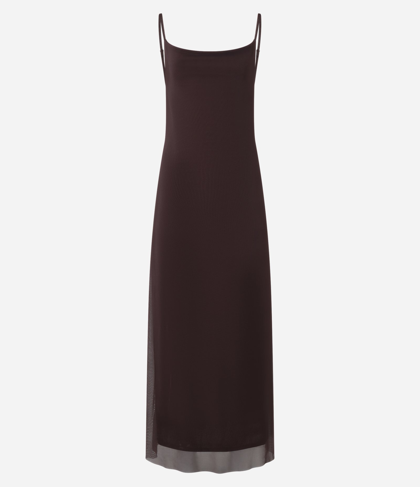 Vestido New Midi em Tule com Decote Degagê Marrom 5