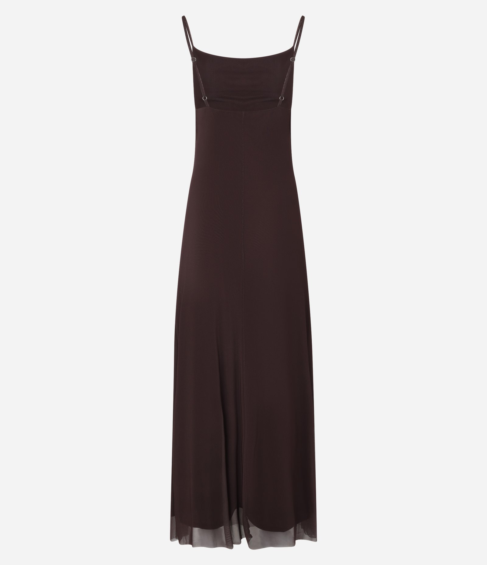 Vestido New Midi em Tule com Decote Degagê Marrom 7