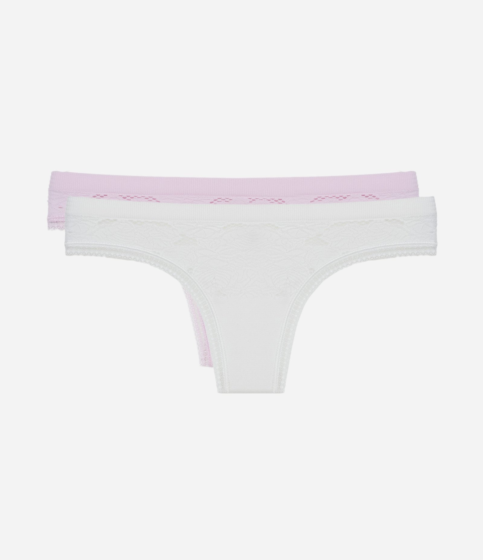 Kit 02 Calcinhas Biquíni Fio Seamless Floral Branco/Lilás 1