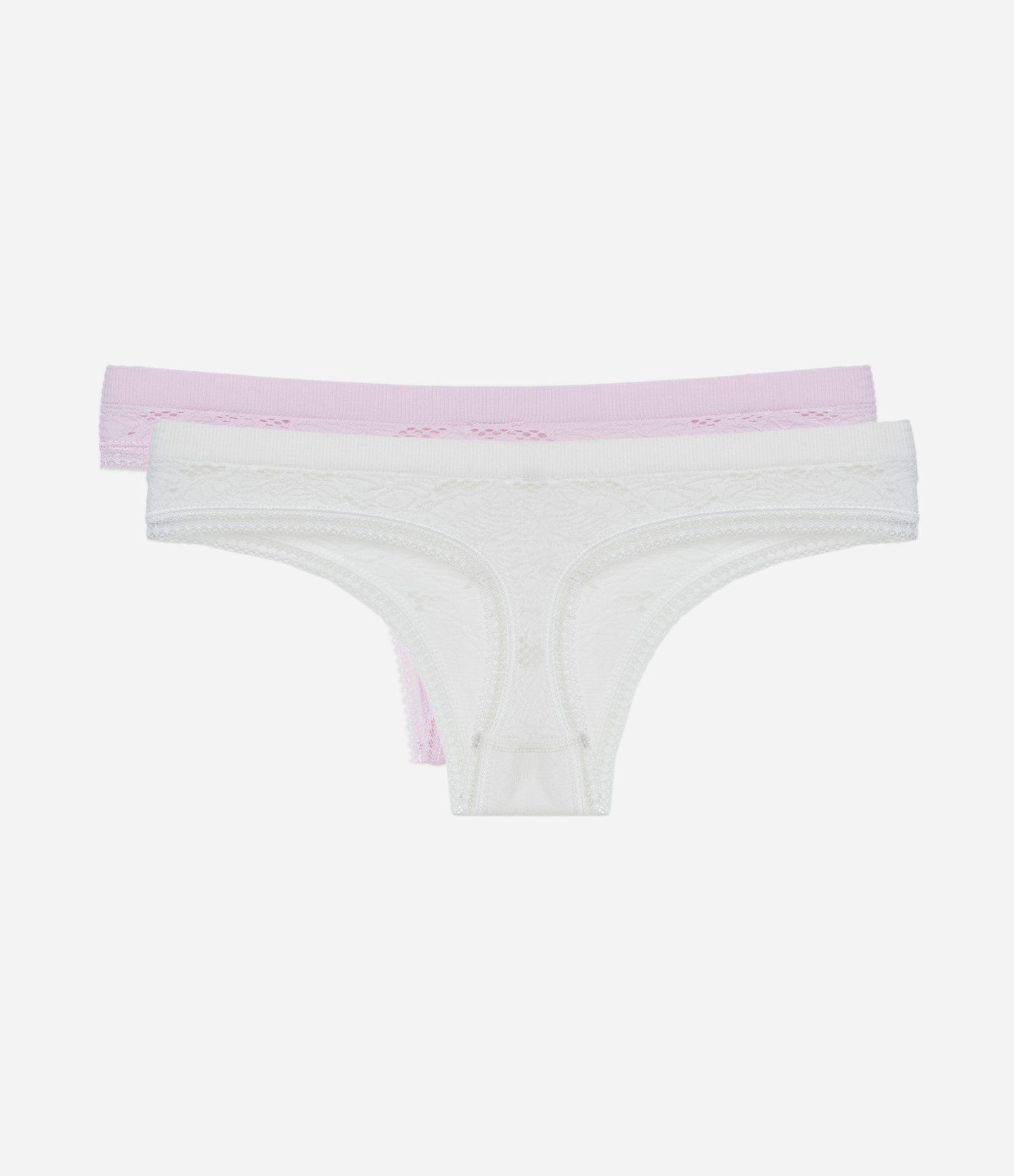 Kit 02 Calcinhas Biquíni Fio Seamless Floral Branco/Lilás 2