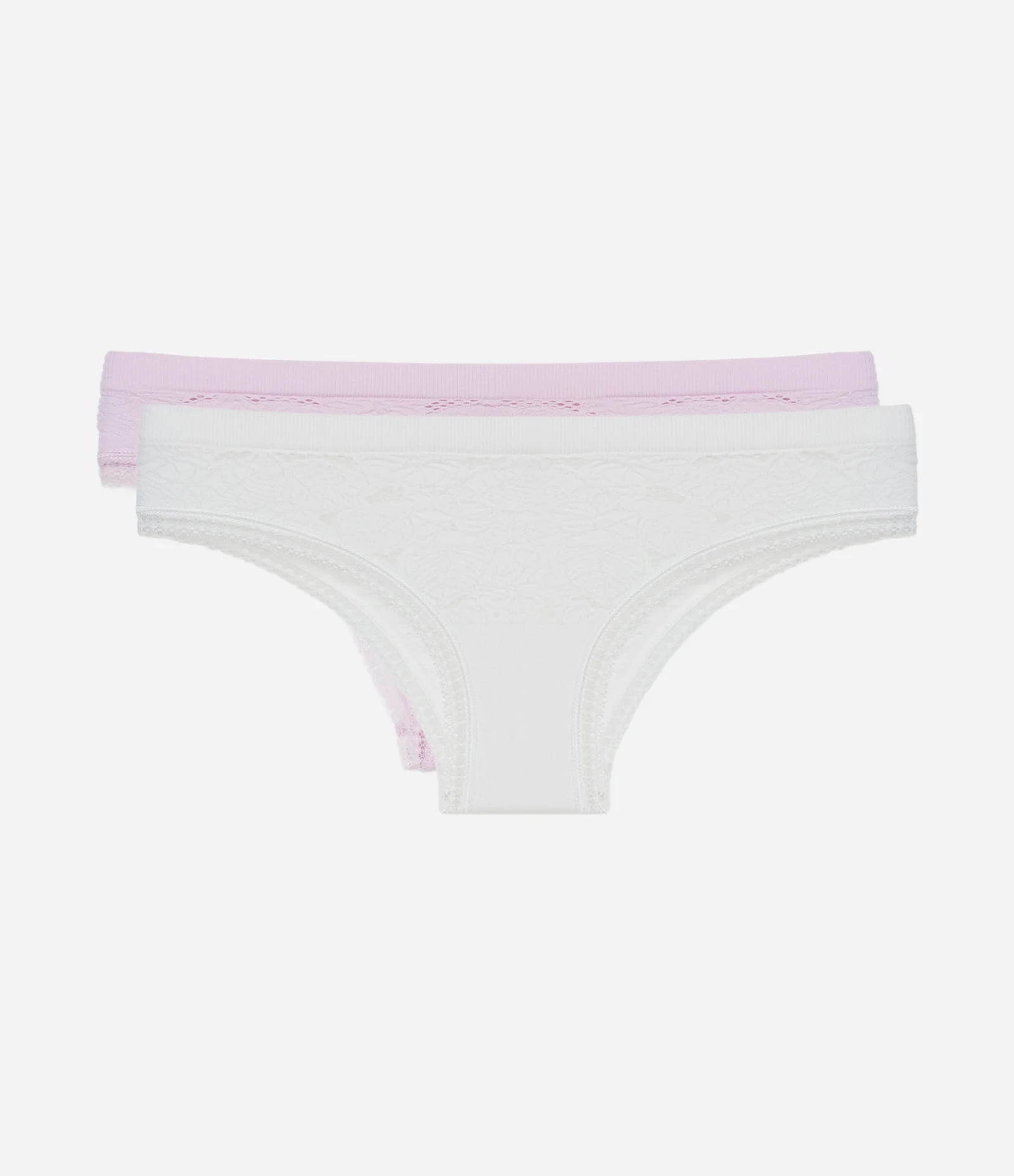 Kit 02 Calcinhas Biquíni Seamless com Textura Floral Branco/Lilás 1