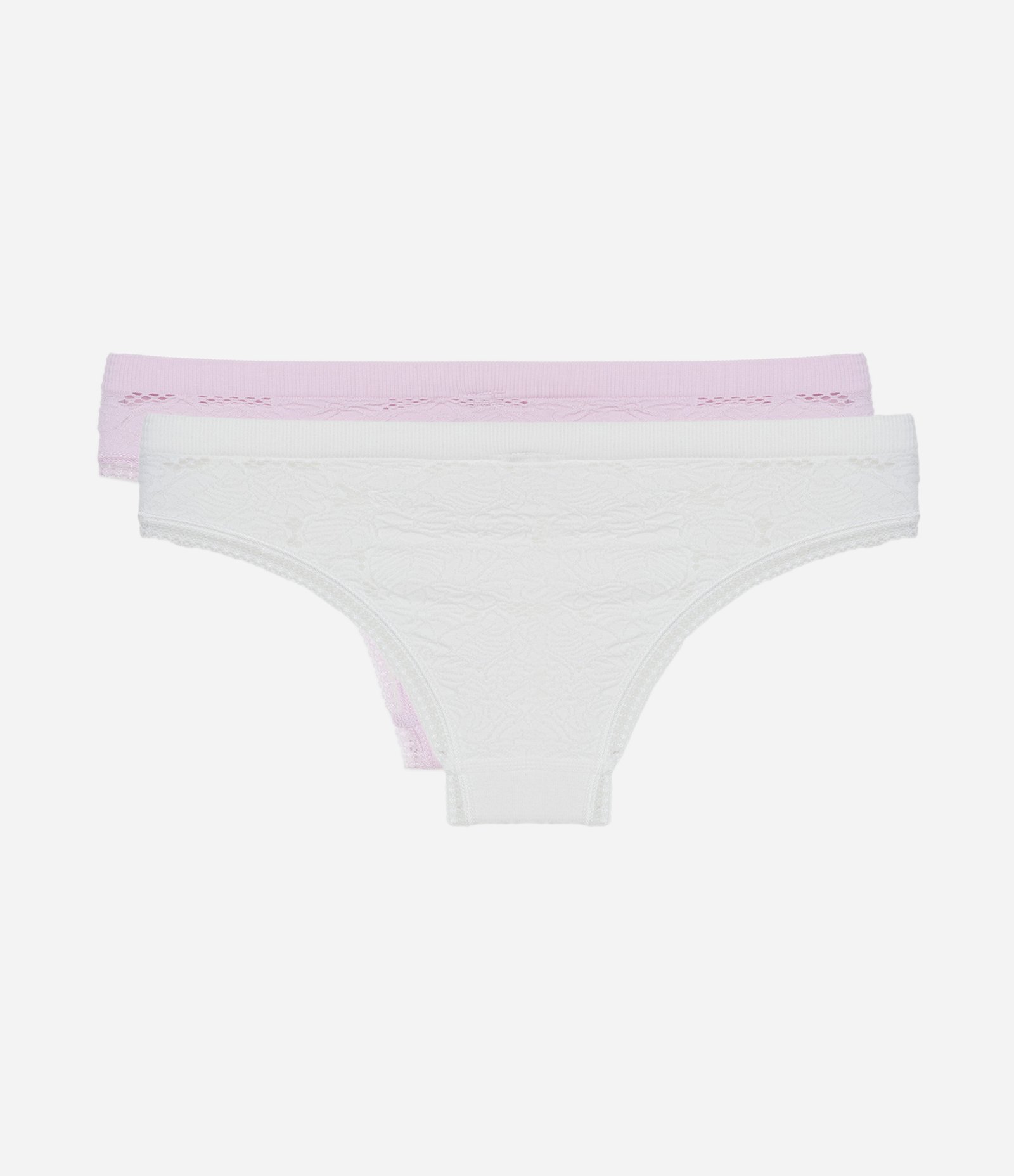 Kit 02 Calcinhas Biquíni Seamless com Textura Floral Branco/Lilás 2