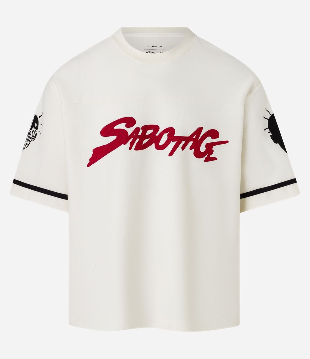 Camiseta Boxy em Algodão com Estampa Sabotage Off White