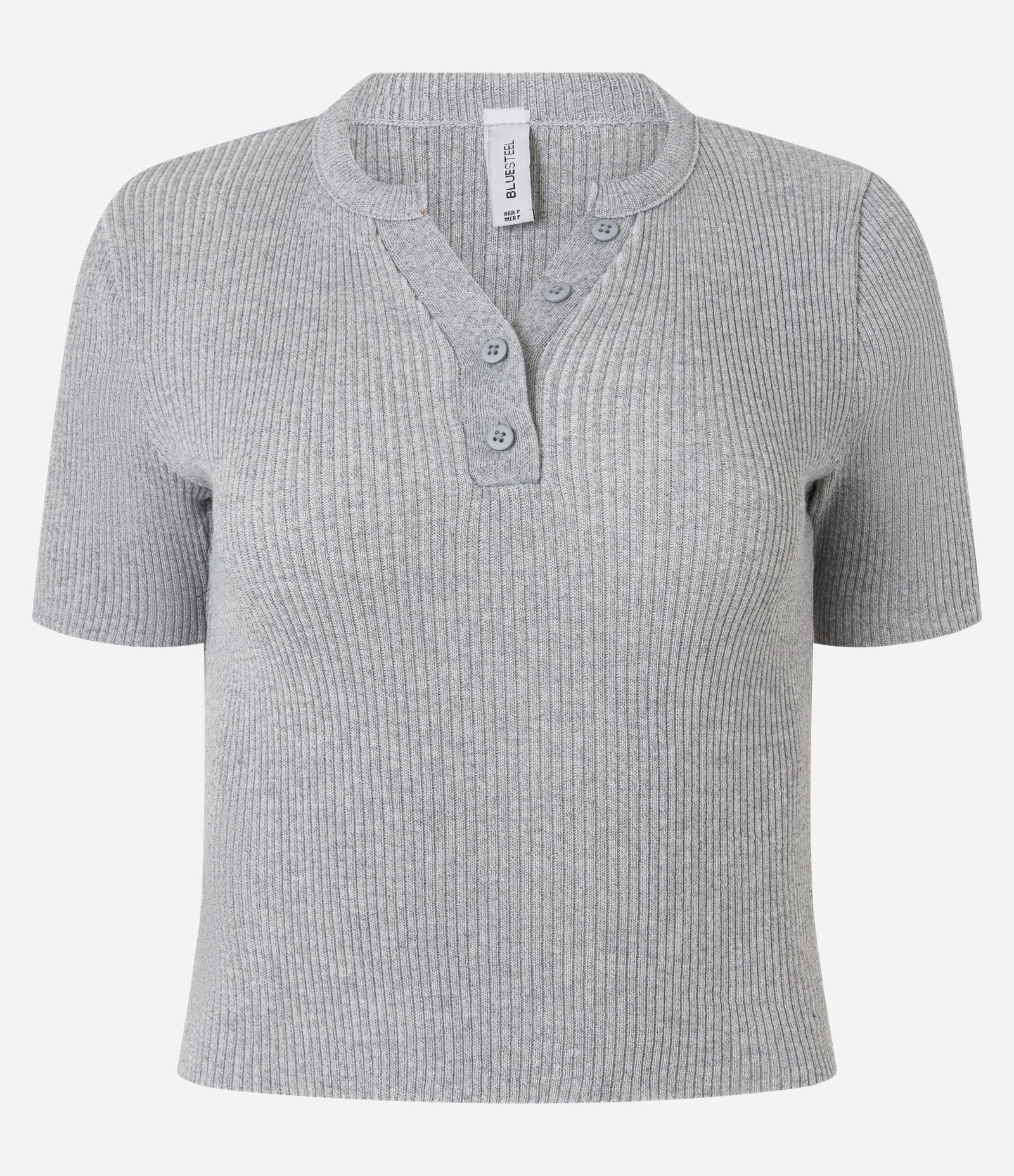 Blusa em Tricô com Botões no Decote Cinza 4