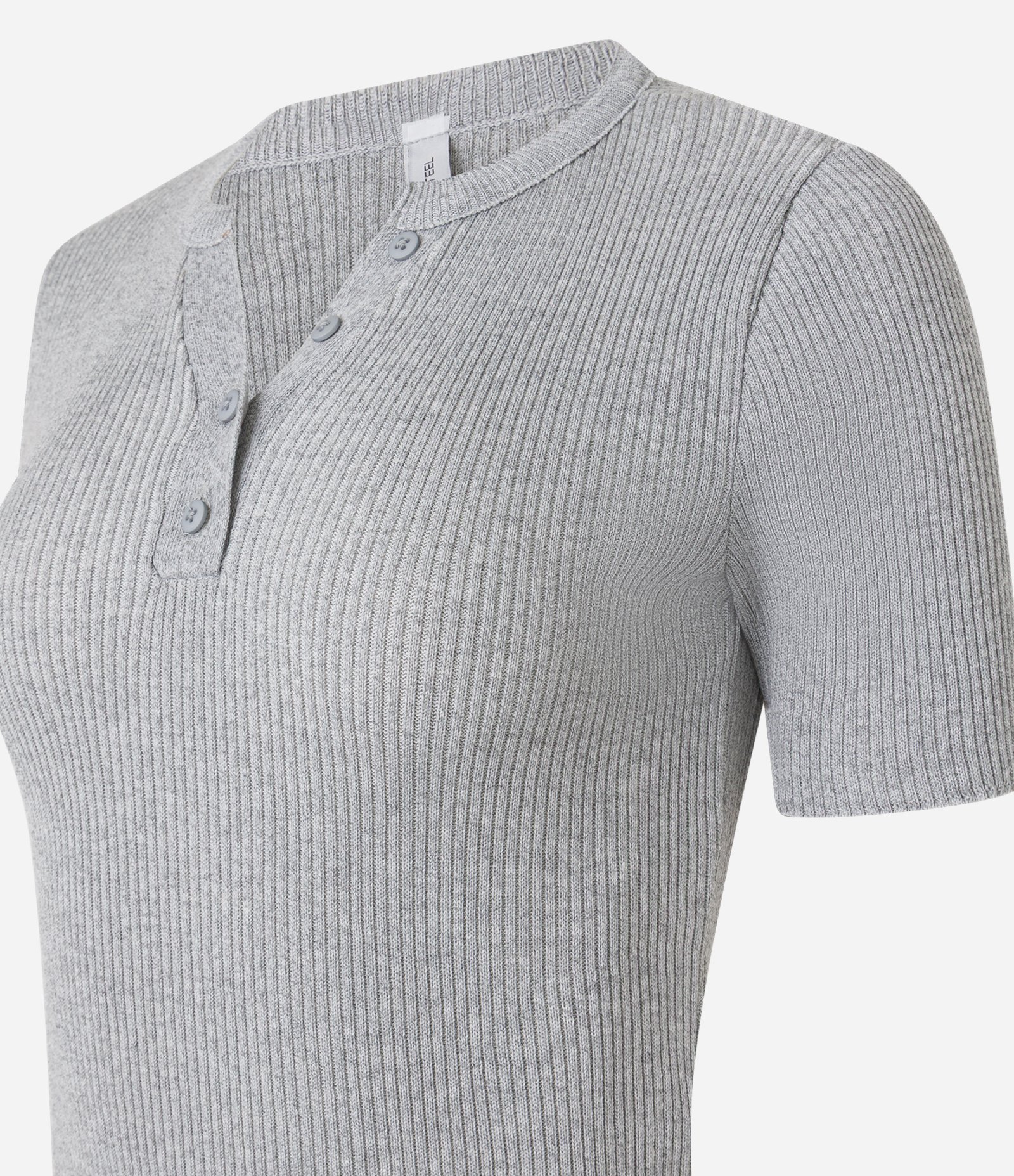 Blusa em Tricô com Botões no Decote Cinza 5