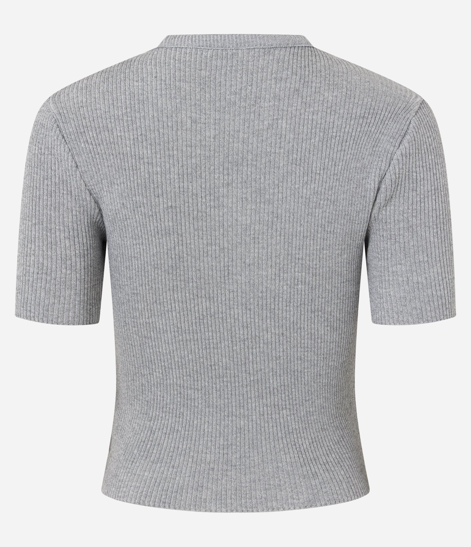 Blusa em Tricô com Botões no Decote Cinza 6