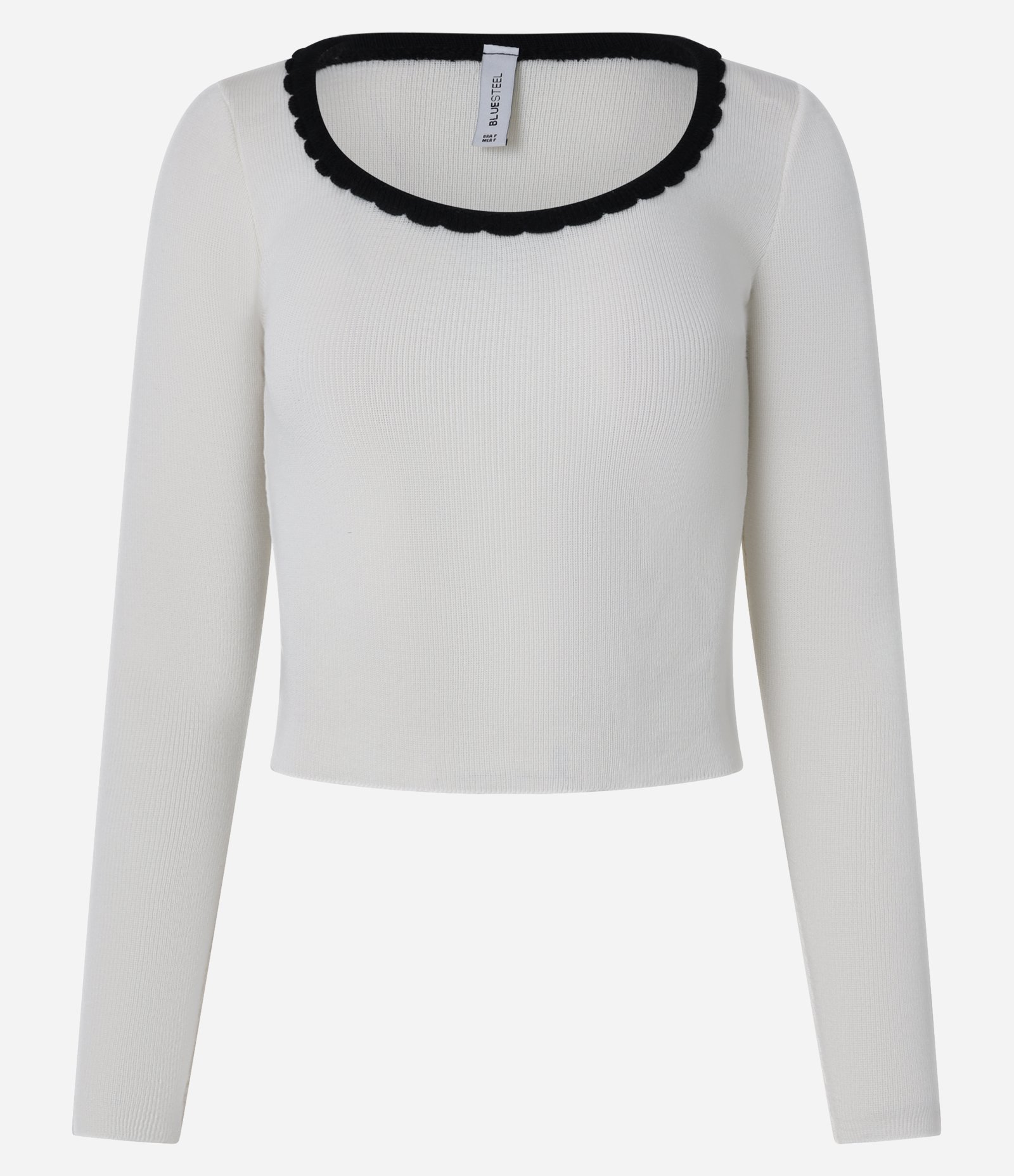 Blusa em Tricô com Acabamento Contrastante Branco 4