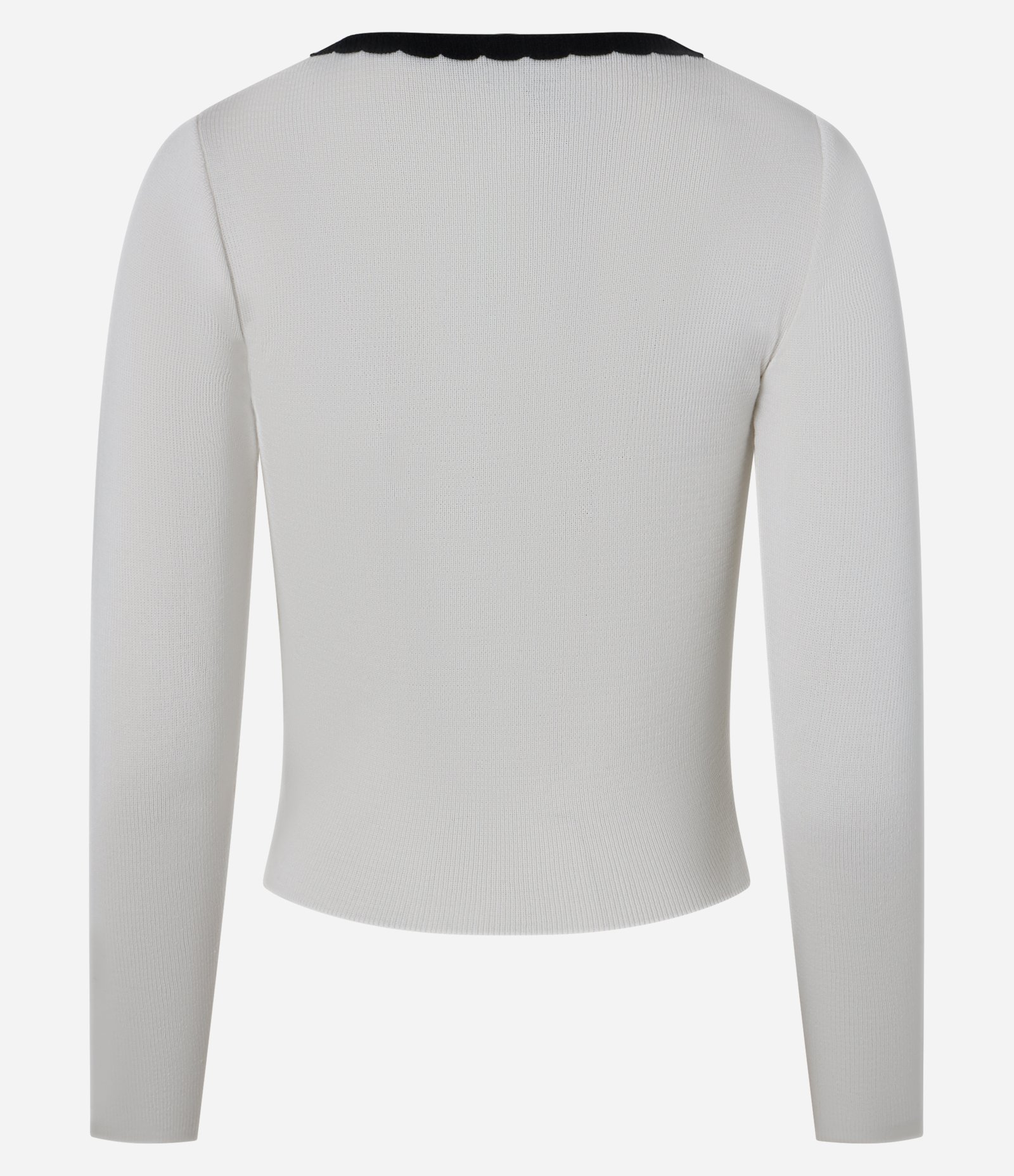 Blusa em Tricô com Acabamento Contrastante Branco 6