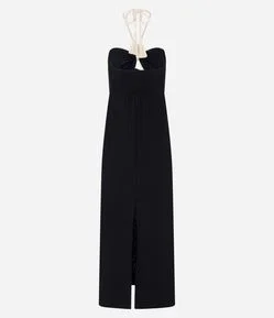 Vestido Evasê Midi em Cambraia com Bordado Folhagem