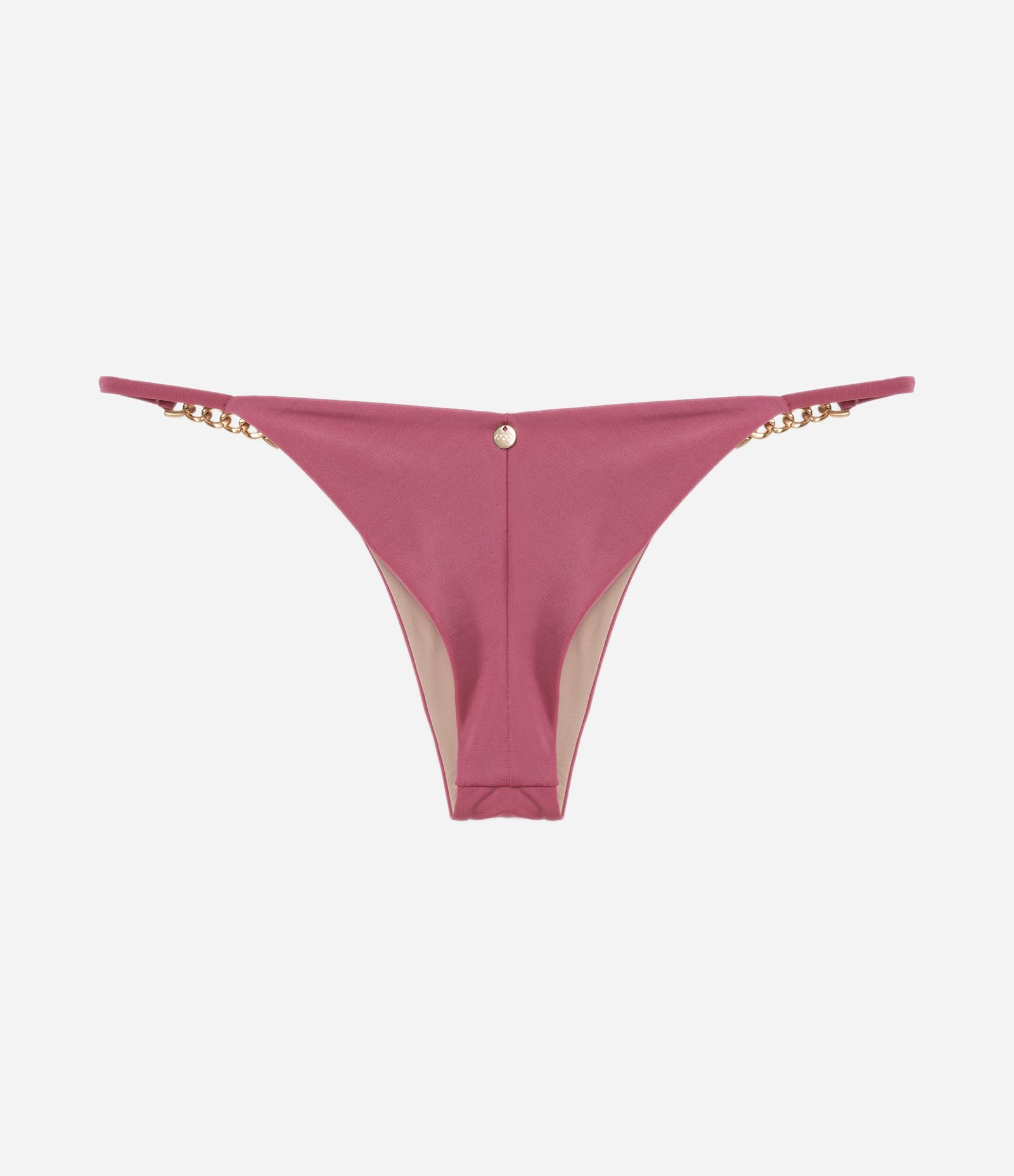 Biquini Calcinha String em Microfibra Efeito Empina Bumbum com Aviamento de Correntes Rosa 6