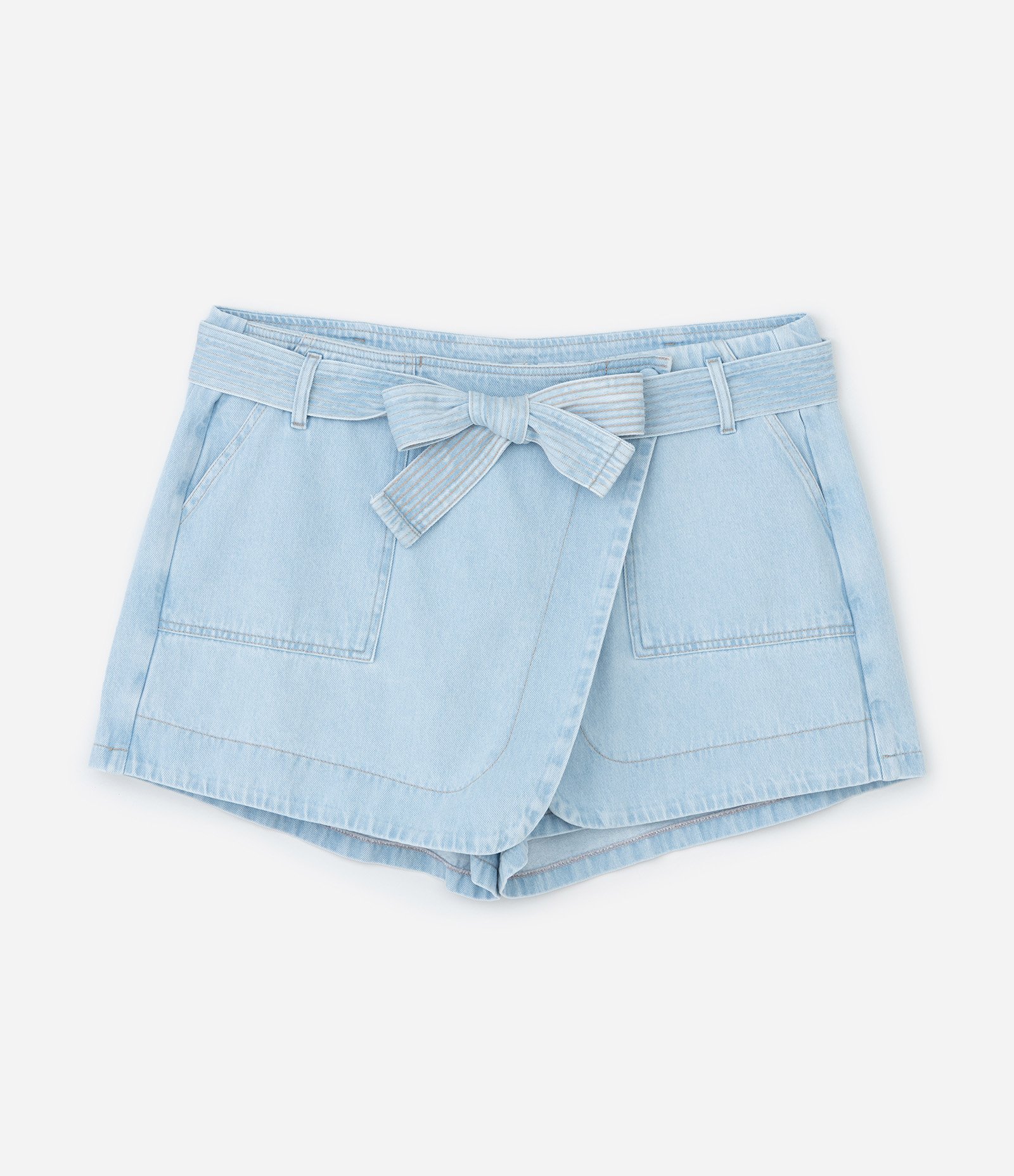 Short Saia e Jeans Transpassado e Amarração Curve & Plus Size Azul 5