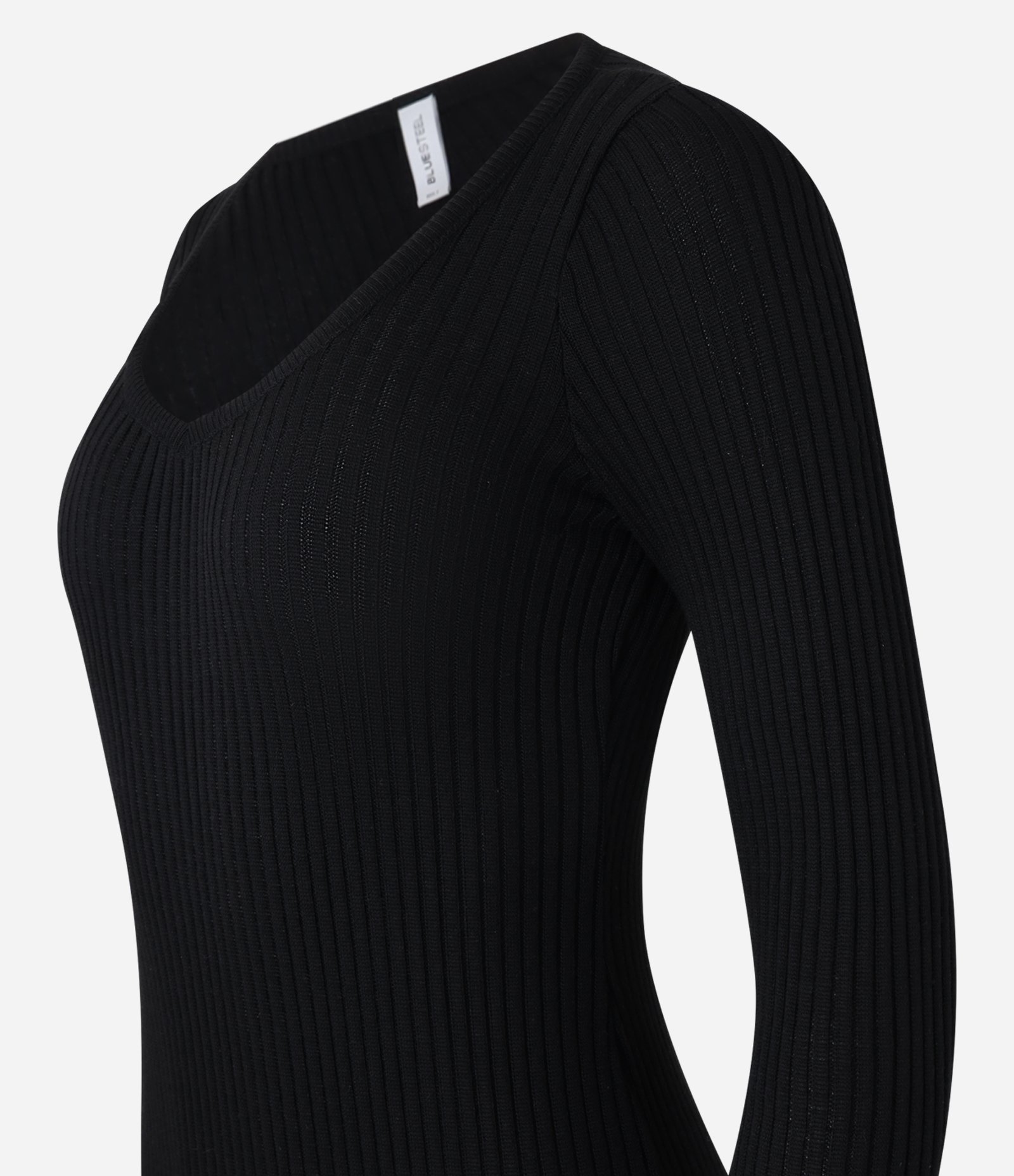 Vestido Long Midi em Tricô com Textura e Fenda Preto 7