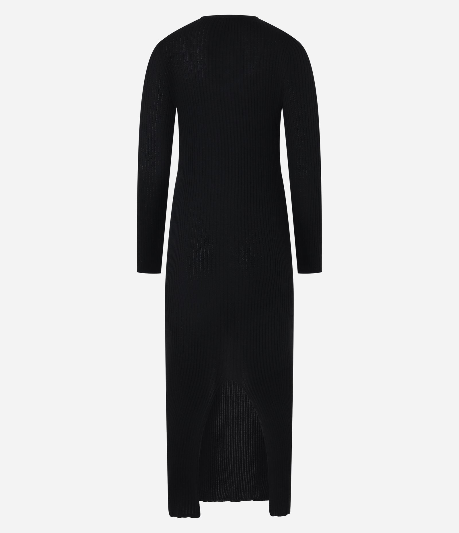 Vestido Long Midi em Tricô com Textura e Fenda Preto 8