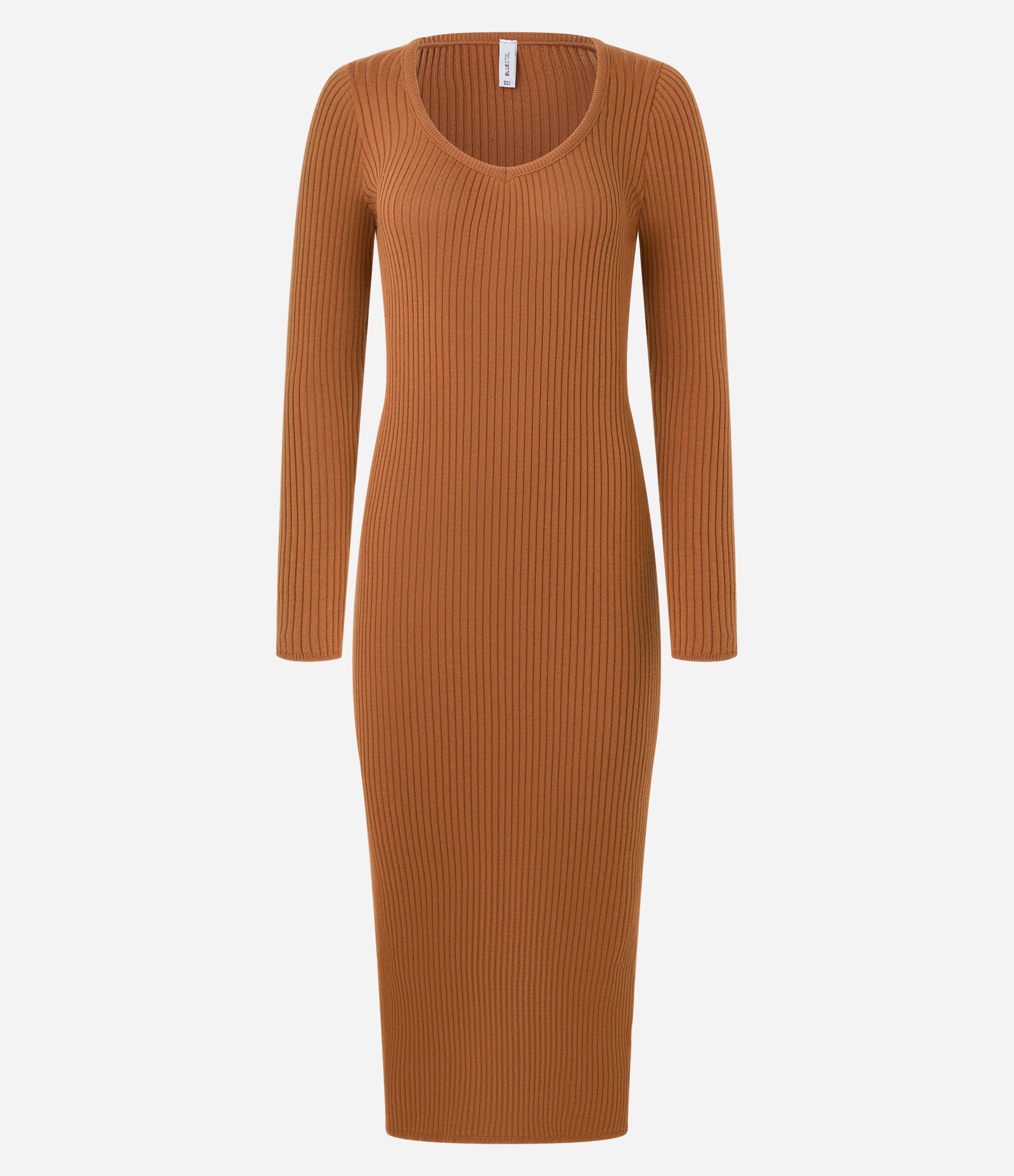 Vestido Long Midi em Tricô com Textura e Fenda Marrom 7