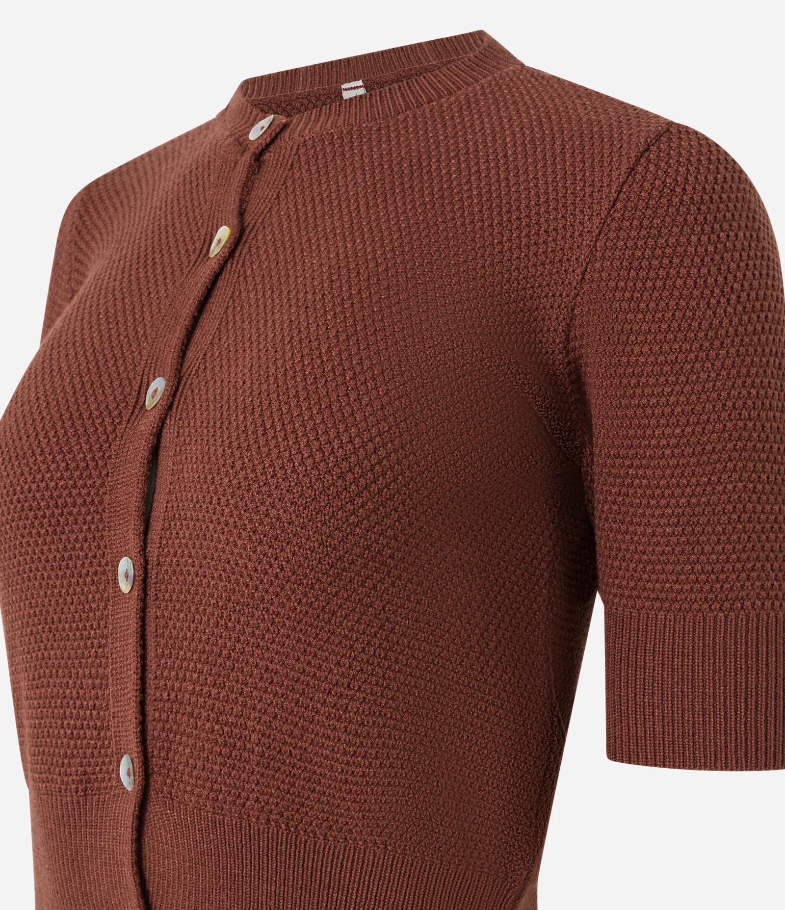 Blusa em Tricô com Botões Frontais Marrom 5