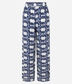 Saída de Praia Calça com Fenda e Estampa Correntes