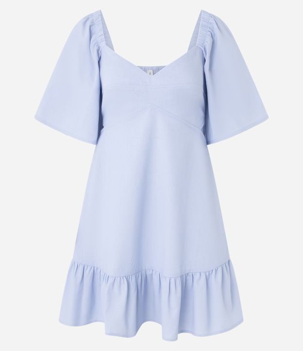 Vestido Evasê Curto em Viscolinho com Recorte Vazado na Cintura