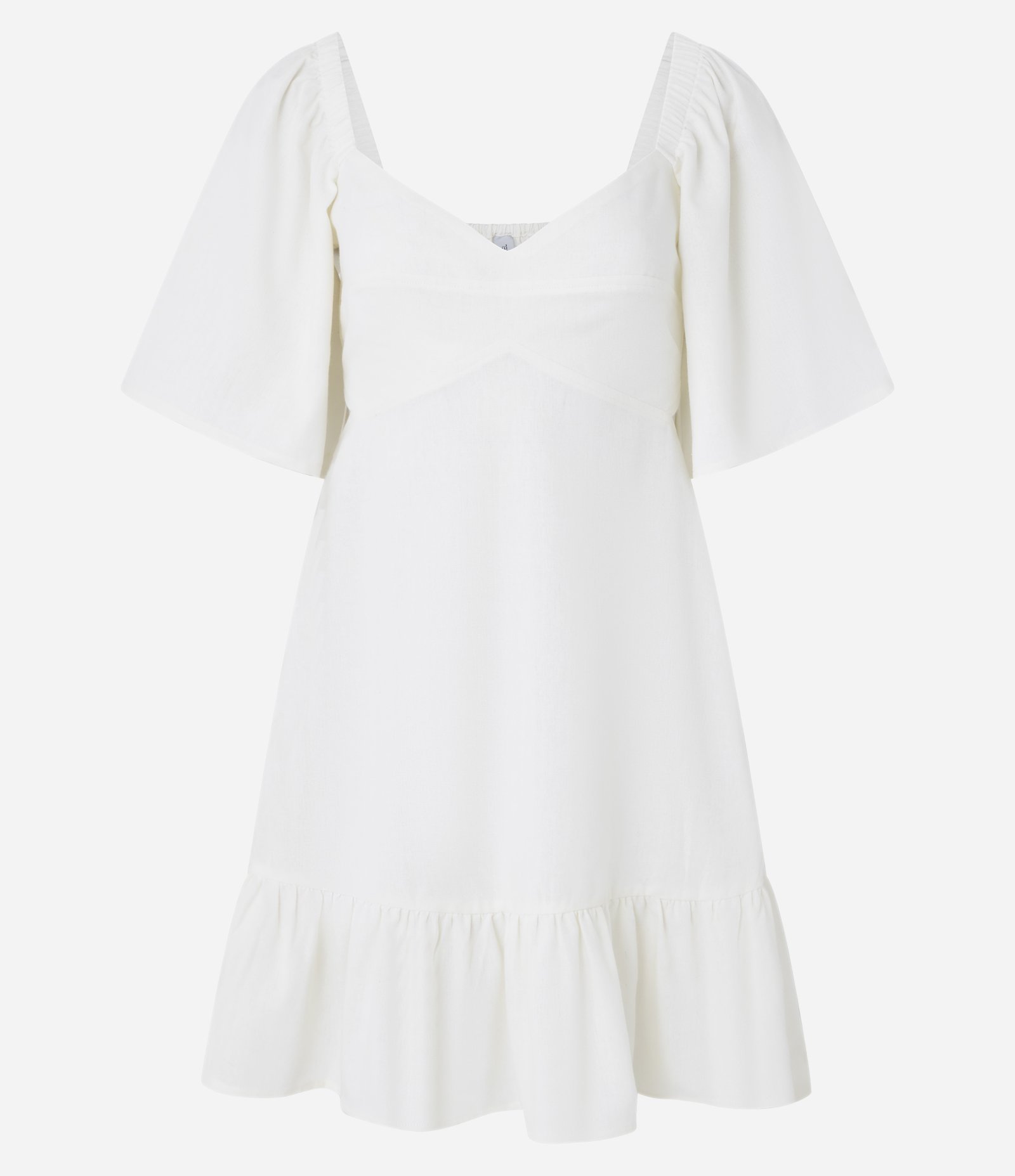 Vestido Evasê Curto em Viscolinho com Recorte Vazado na Cintura Branco 6