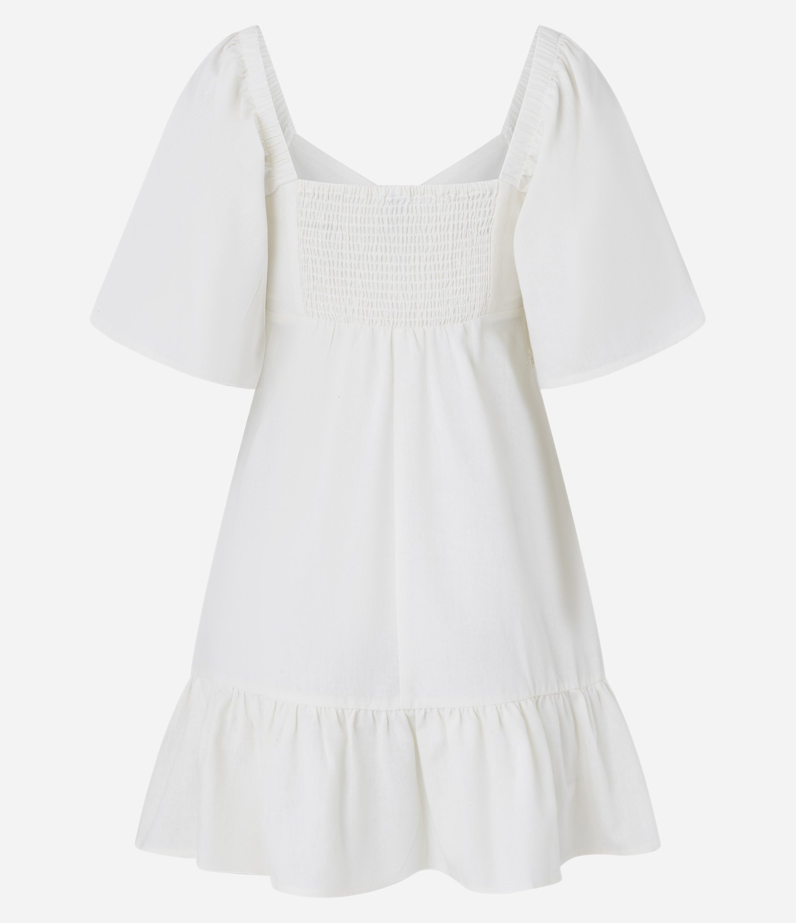 Vestido Evasê Curto em Viscolinho com Recorte Vazado na Cintura Branco 7