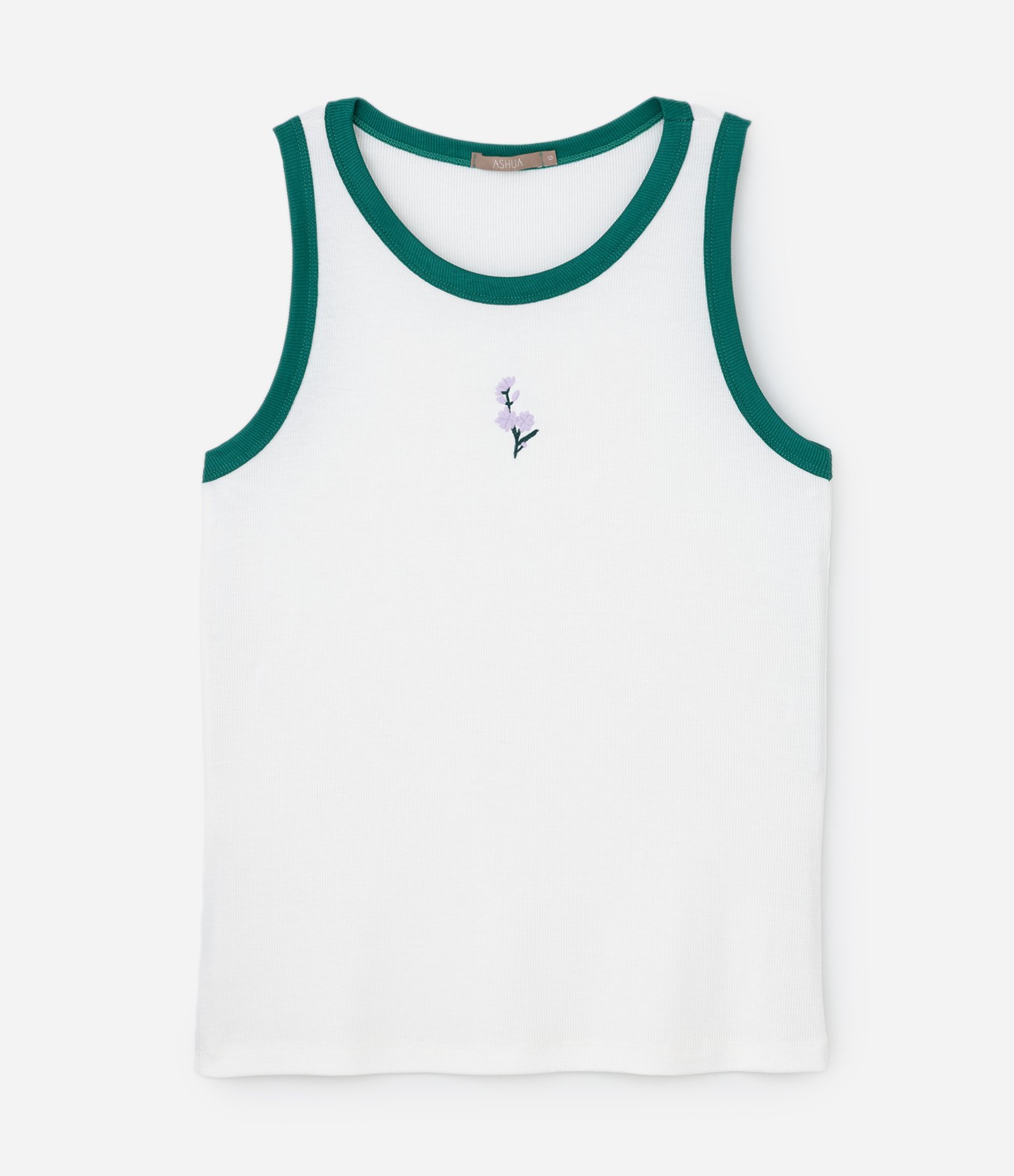 Blusa Regata com Bordado e Viés Contrastantes Curve & Plus Size Branco 4