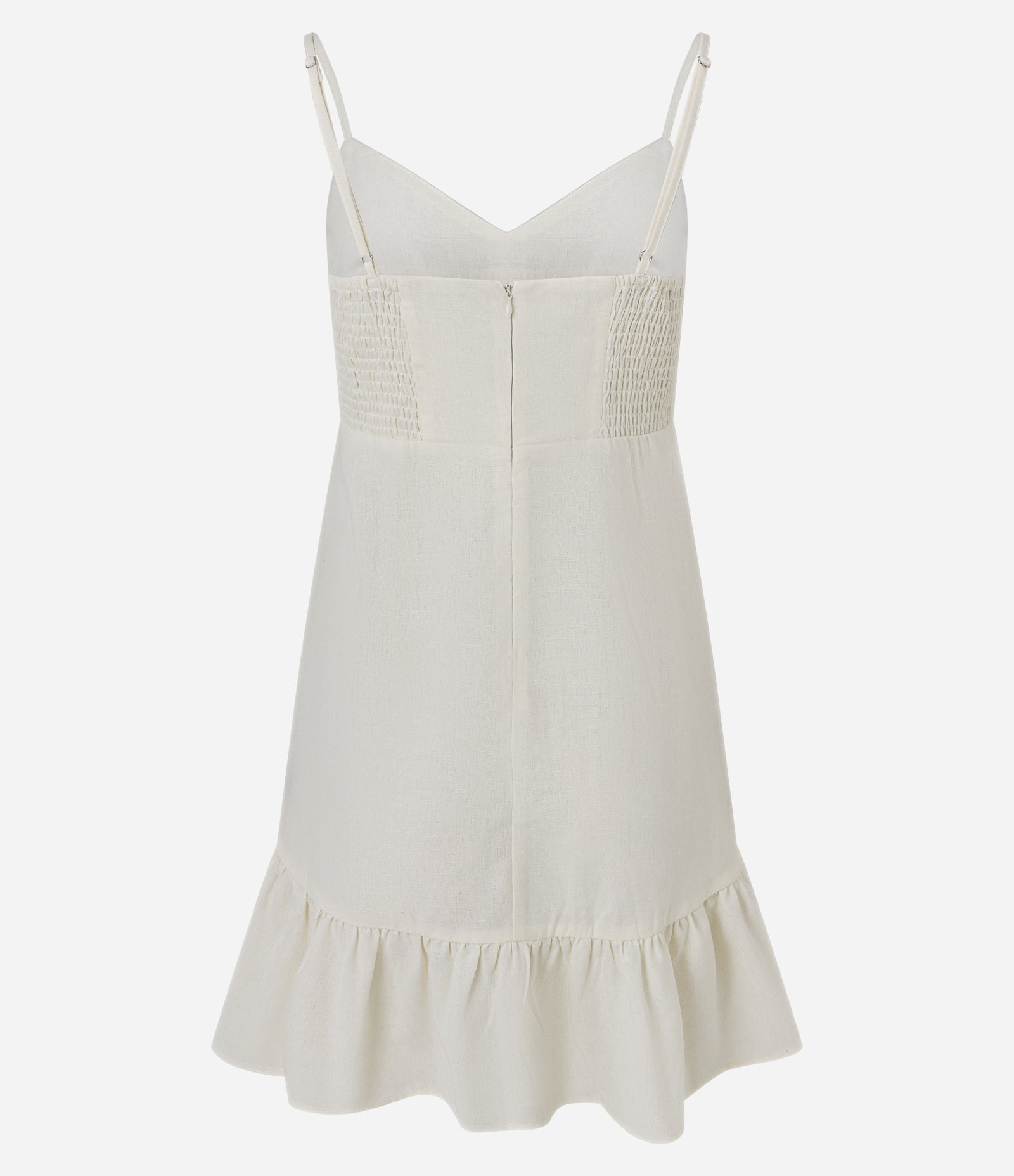 Vestido Evasê em Viscolinho com Recorte Vazado e Babado Off White 8