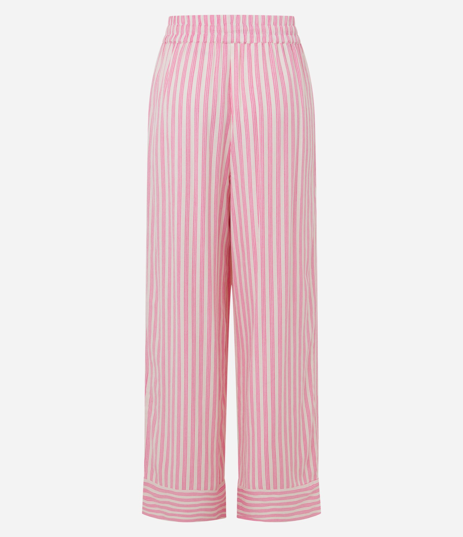 Calça Reta Fluida em Cambraia com Listras Verticais Rosa/Branco 6