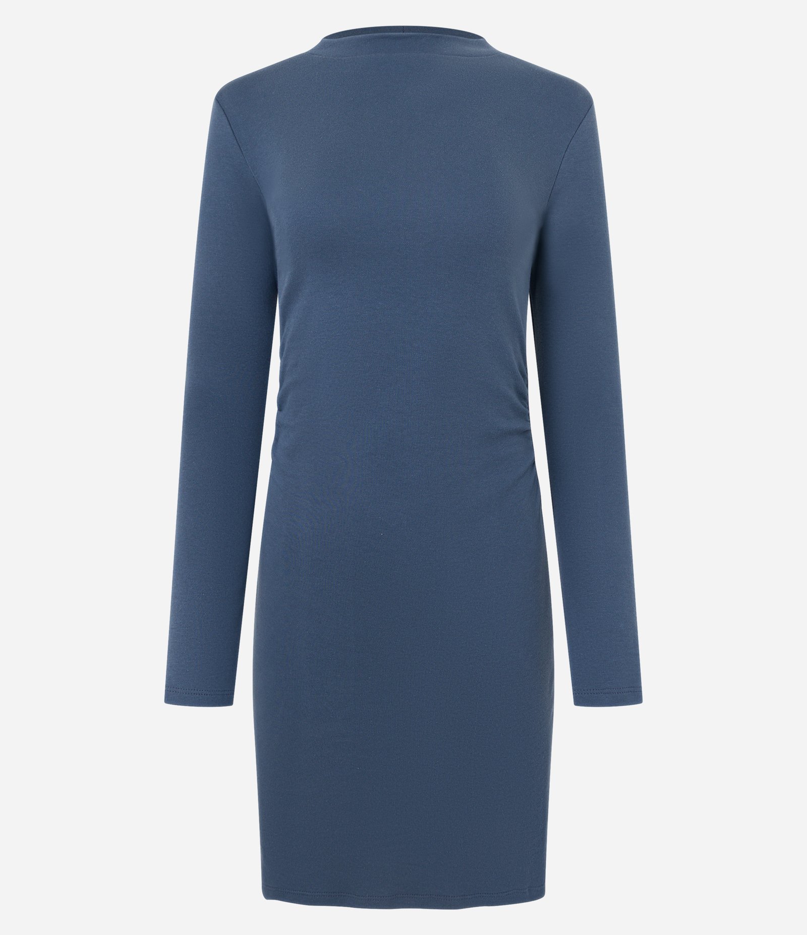 Vestido Curto em Suedine com Gola Alta Azul 4