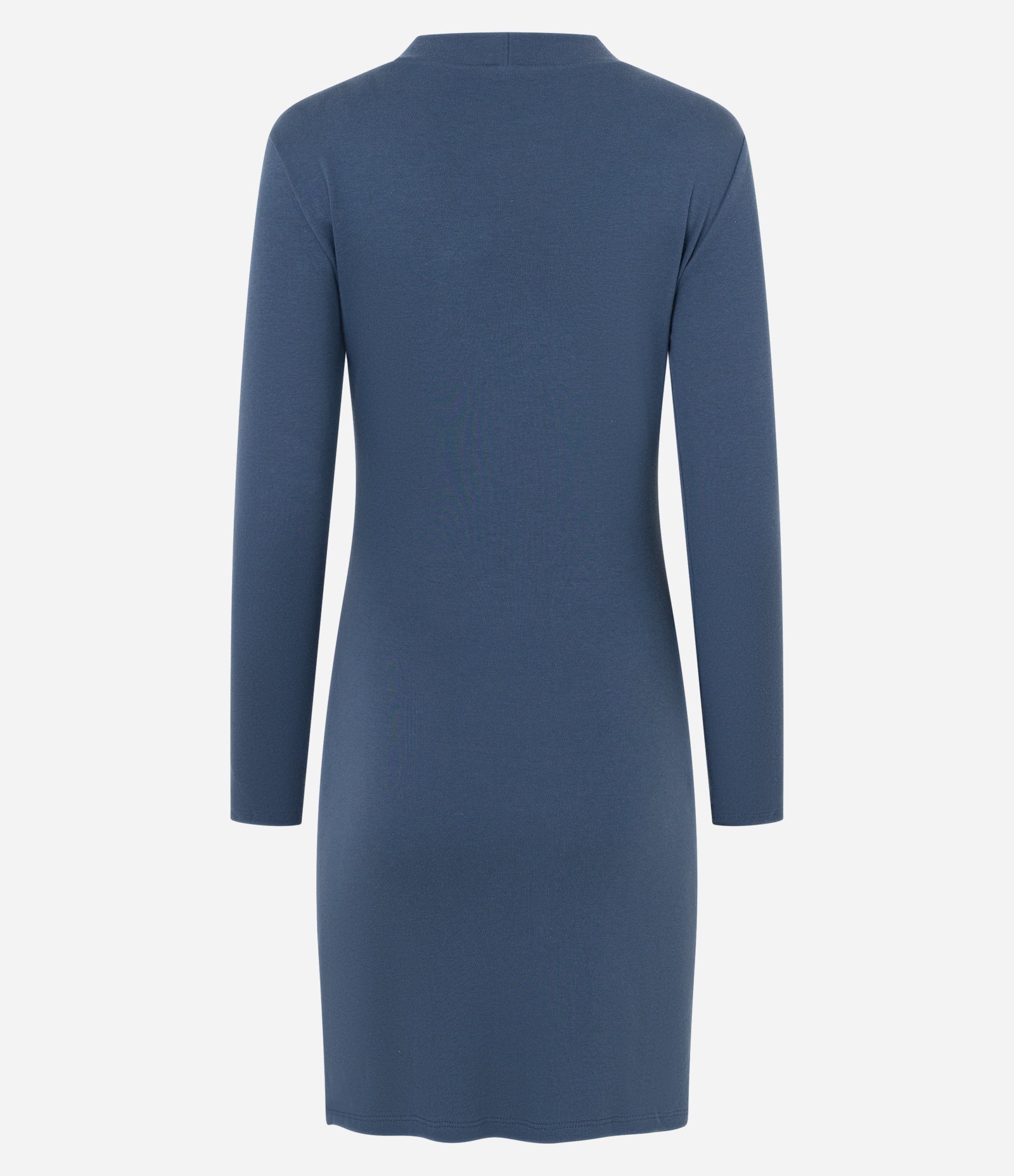 Vestido Curto em Suedine com Gola Alta Azul 5