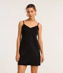 Vestido Curto em Suede com Alcinhas Finas