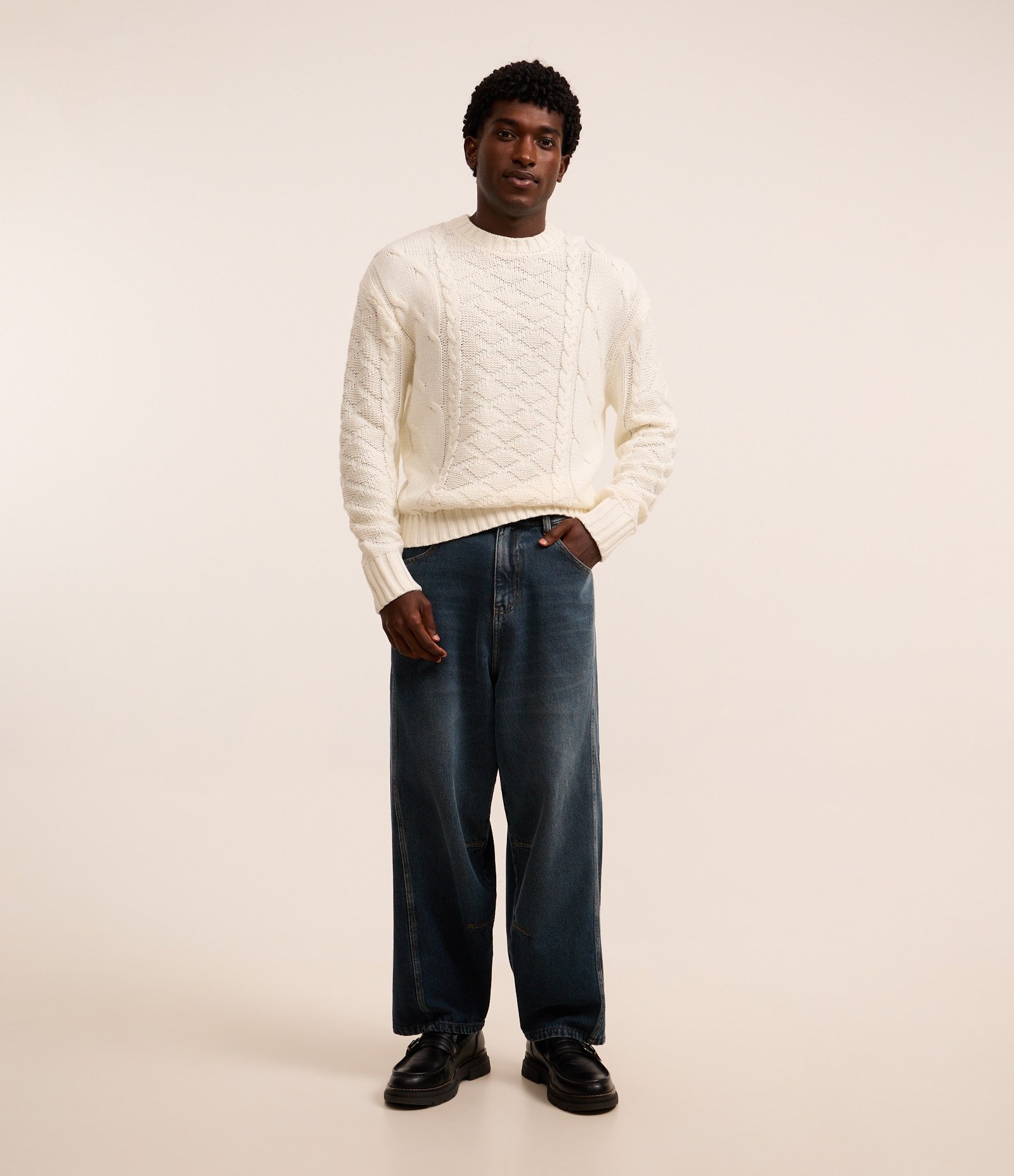 Calça Skater Dirty em Jeans com Recortes Azul 1