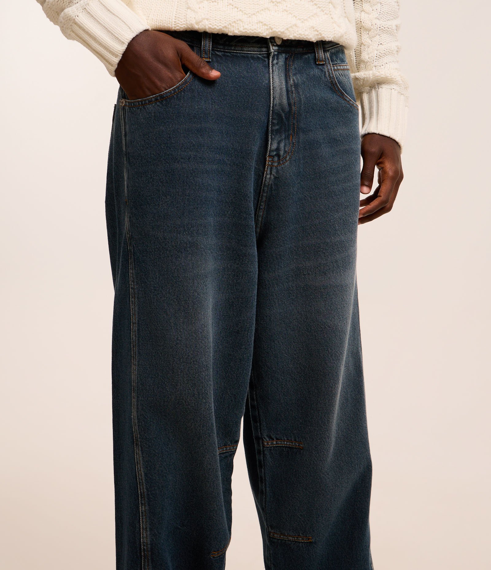 Calça Skater Dirty em Jeans com Recortes Azul 3