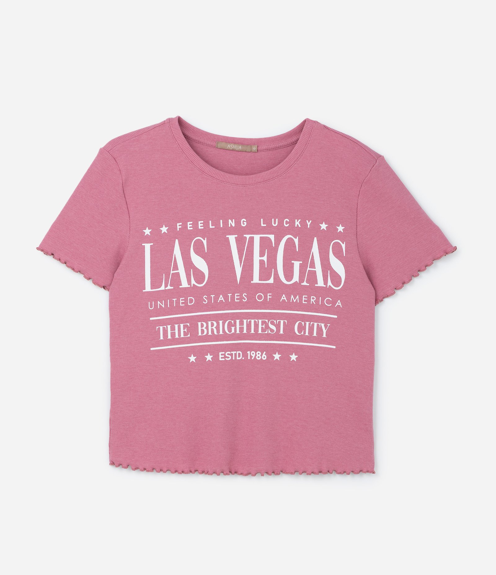 Blusa em Ribana com Estampa Las Vegas Curve & Plus Size Rosa 3