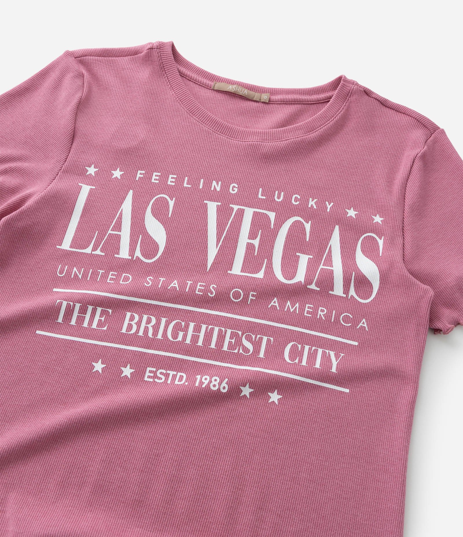 Blusa em Ribana com Estampa Las Vegas Curve & Plus Size Rosa 6