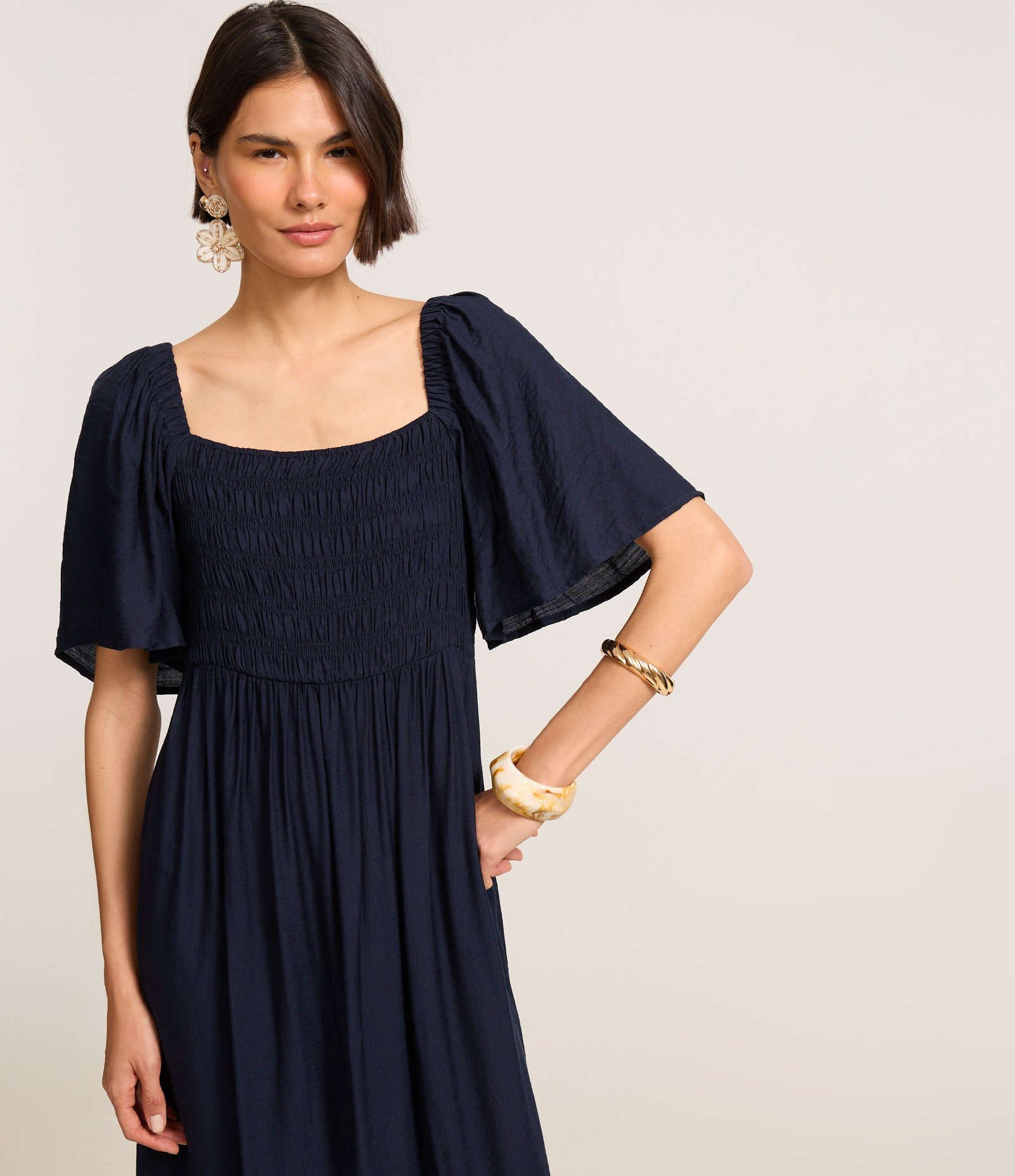 Vestido Long Midi com Lastex no Busto Azul Escuro 2