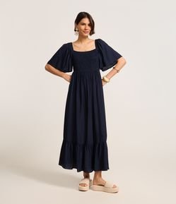 Vestido Long Midi com Lastex no Busto