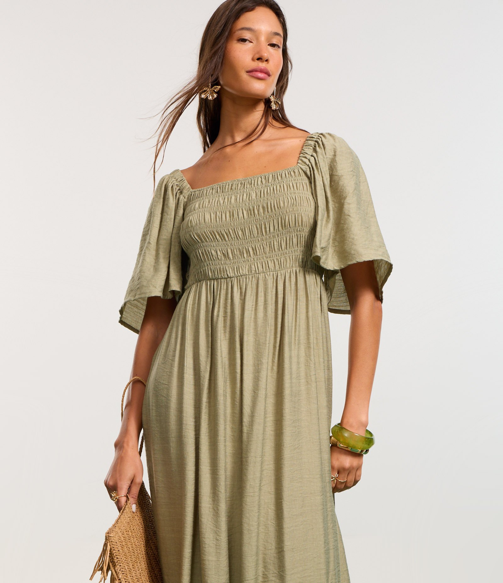 Vestido Long Midi com Lastex no Busto Verde 2