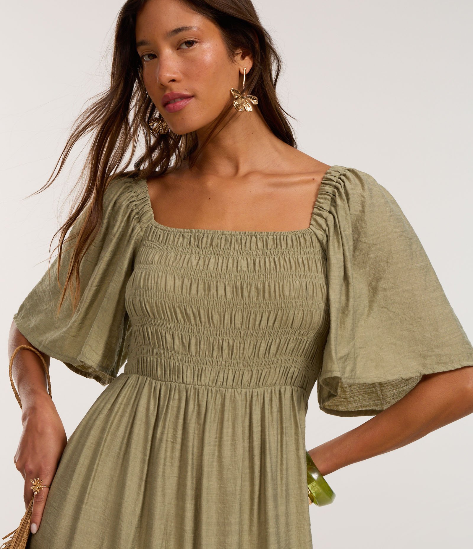 Vestido Long Midi com Lastex no Busto Verde 3