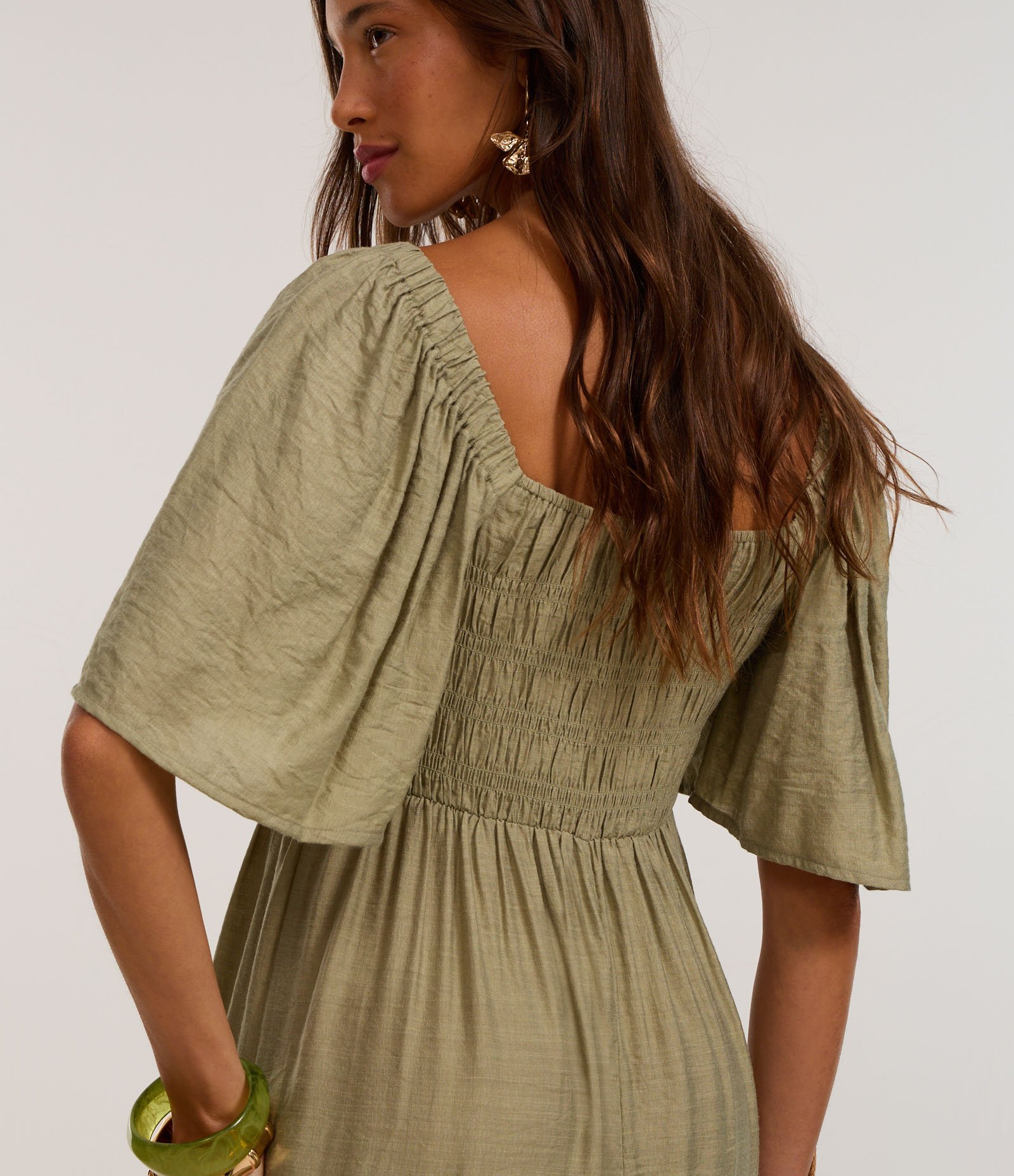 Vestido Long Midi com Lastex no Busto Verde 4