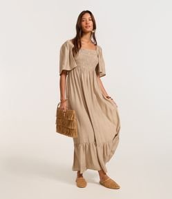 Vestido Long Midi com Lastex no Busto