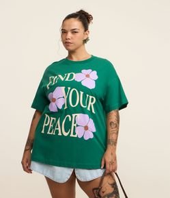 Camiseta Alongada com Estampa Lettering Curve & Plus Size