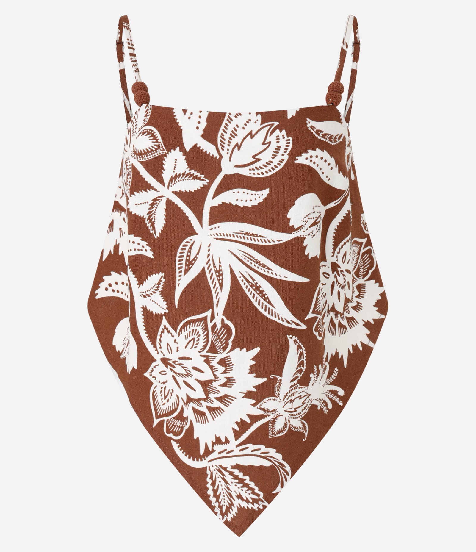 Blusa em Viscolinho com Estampa Floral e Barra com Ponta Marrom 6