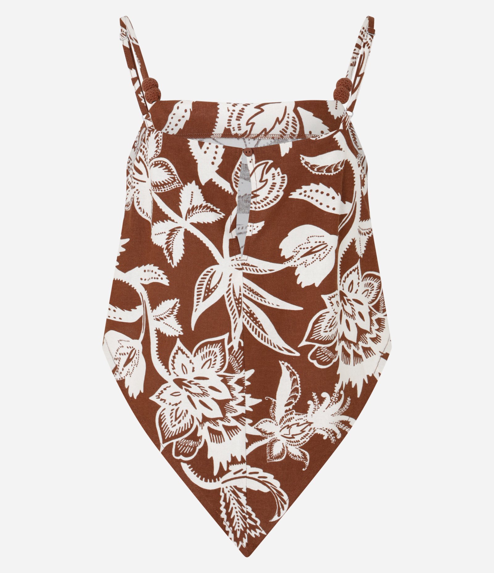 Blusa em Viscolinho com Estampa Floral e Barra com Ponta Marrom 7