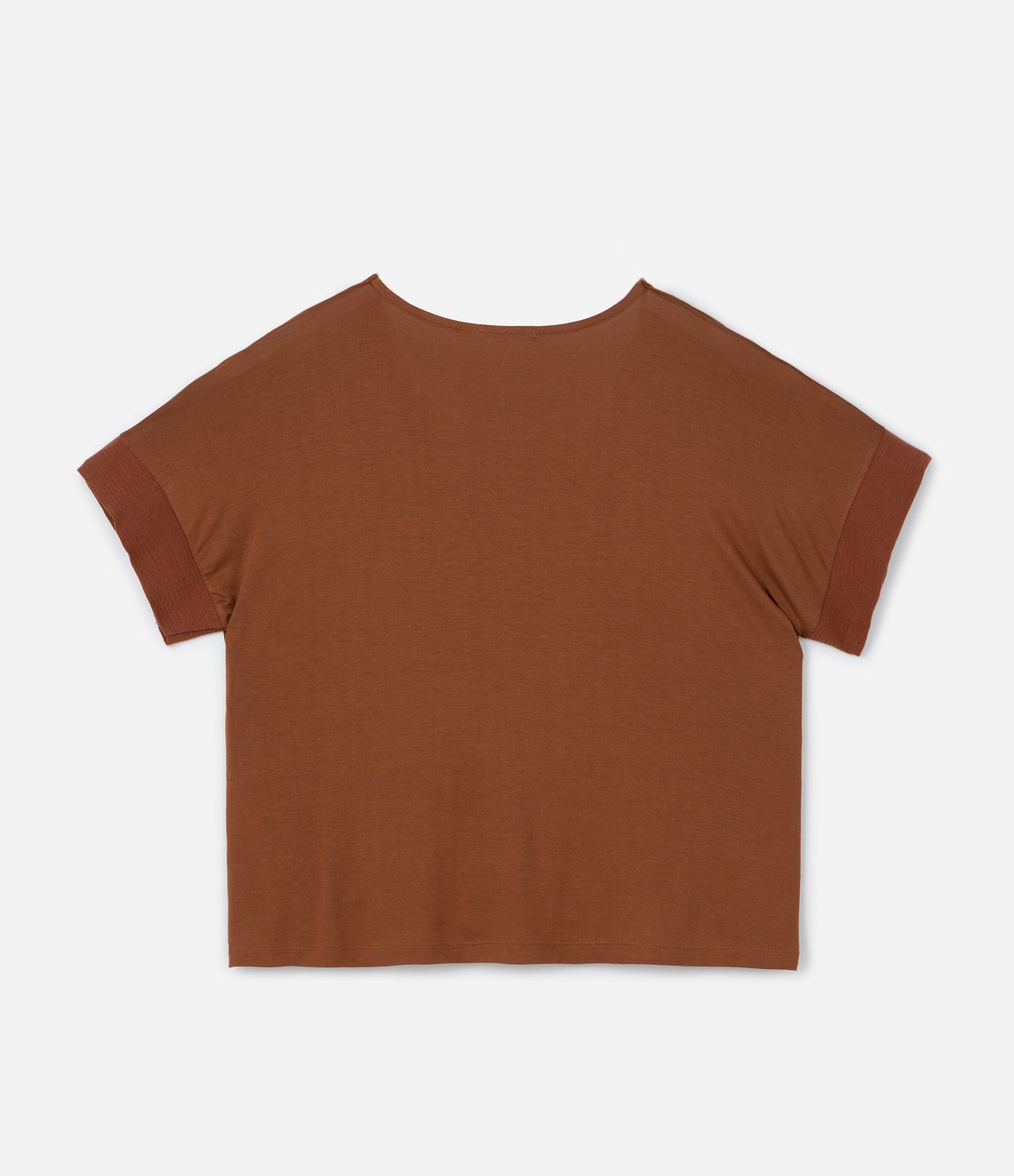 Blusa em Crepe com Decote V Curve & Plus Size Marrom 4