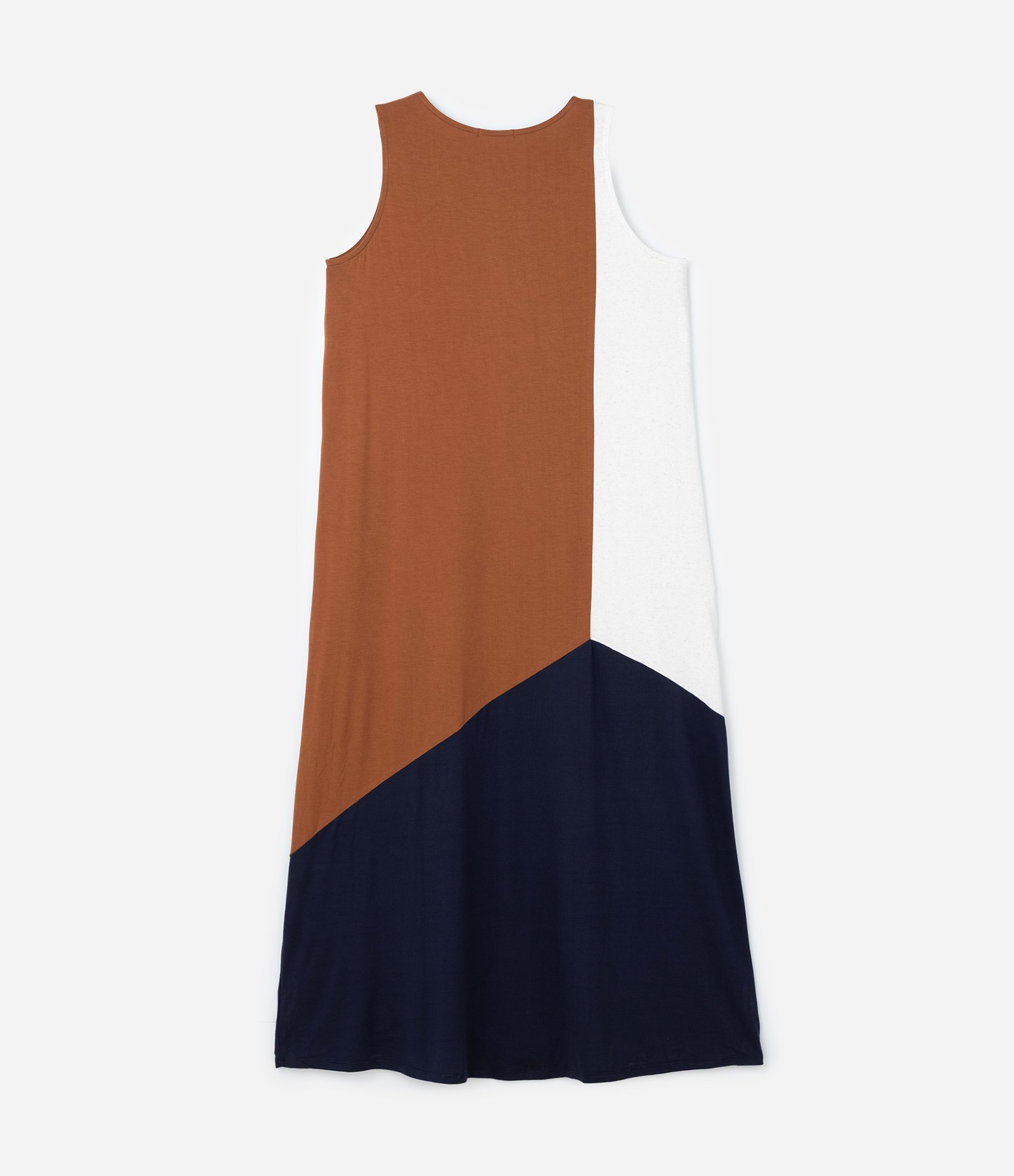 Vestido Longo em Viscose com Bloco de Cores Curve & Plus Size Marrom/Branco/Preto 6