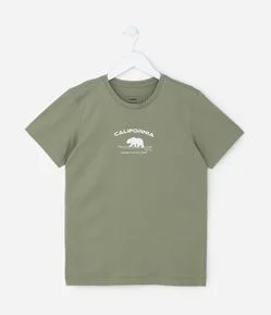 Camiseta Infantil com Estampa Urso California - Tam 5 a 14 Anos